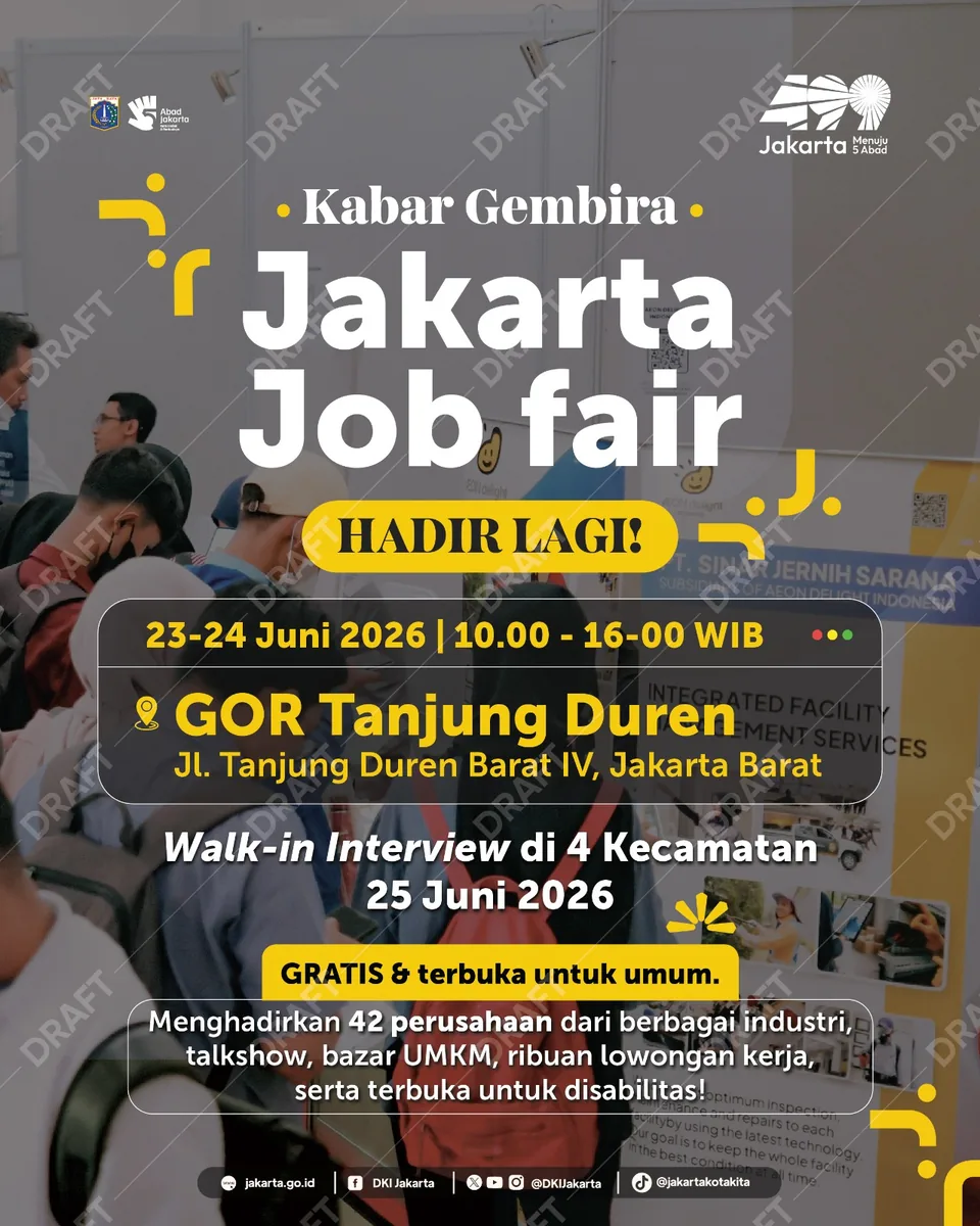 Job Fair Kabupaten Karawang 2026 (Suku Dinas TKTE Wilayah Kabupaten Karawang Barat) : 23-24 Juni 2026